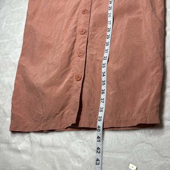 Victoria Soie 100% Silk Muted Pink Midi Shirt Dress Button Front Tunic Sz 10 - Picture 6 of 10